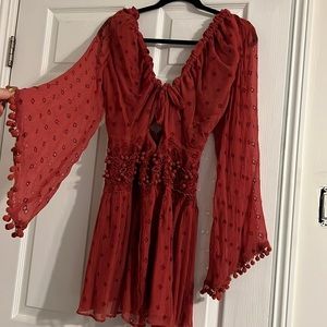 Free People Della Sole cutout Mini Dress in Red Clover